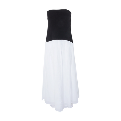 White Color Block Midi Dress
