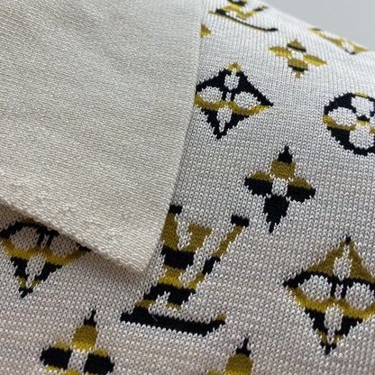 White Python Effect Gold Monogram Polo