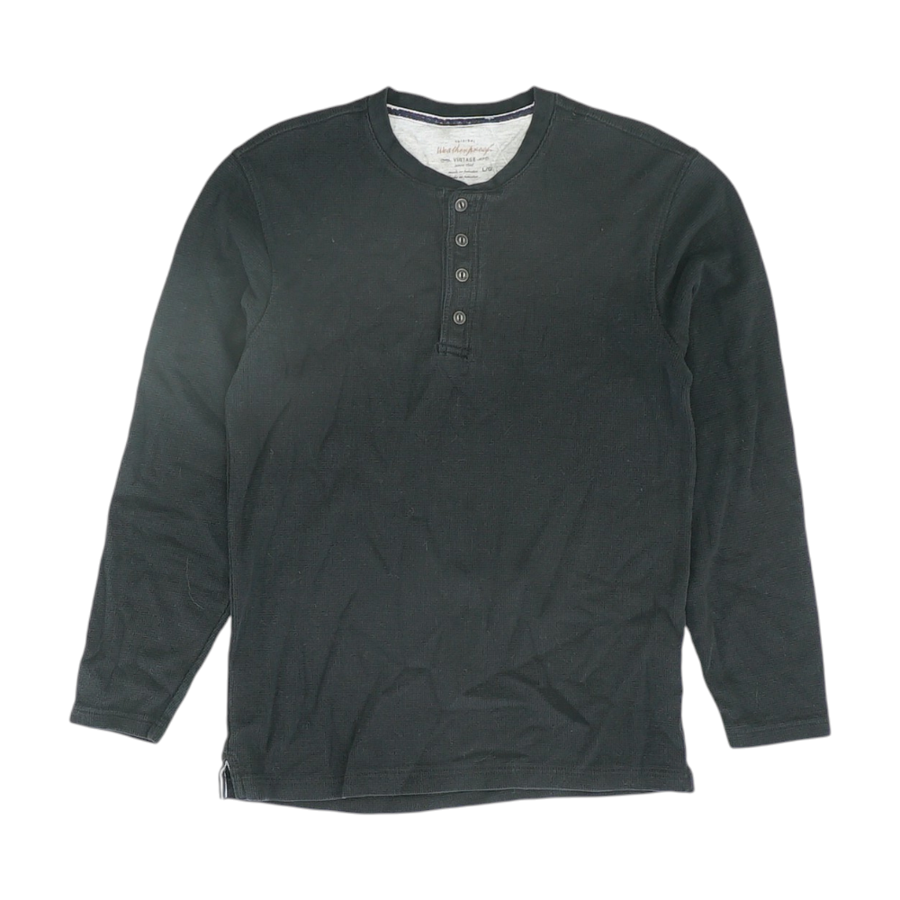 Black Solid Henley T-Shirt