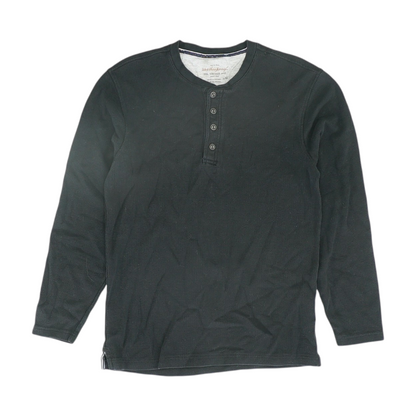 Black Solid Henley T-Shirt