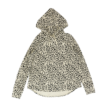 Beige Animal Print Hoodie Pullover