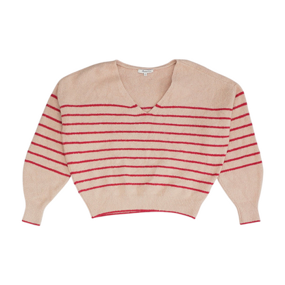 Peach Striped Pullover Sweater