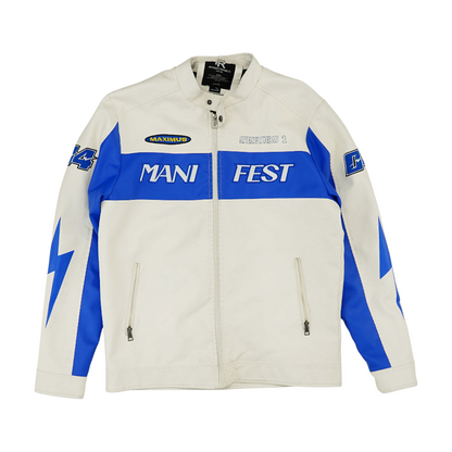 White Color Block Jacket