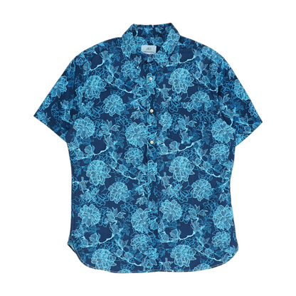 Navy Floral Short Sleeve Button Down