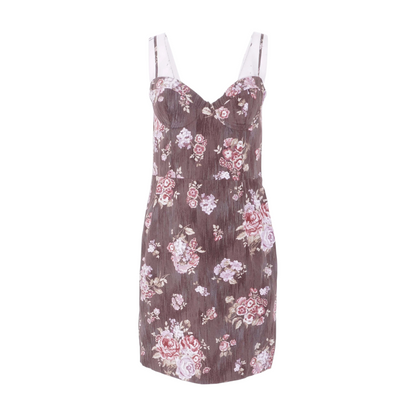 Brown Floral Mini Dress