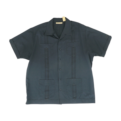 Black Solid Short Sleeve Button Down