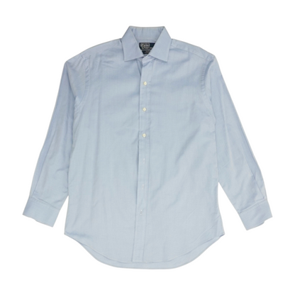 Blue Herringbone Long Sleeve Button Down