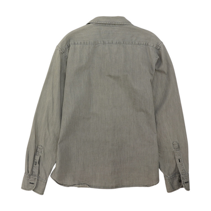 Gray Solid Long Sleeve Button Down