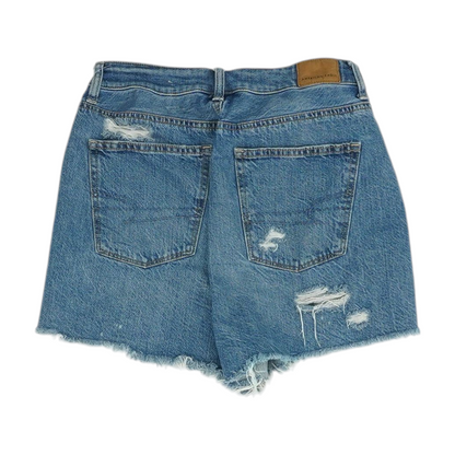 Blue Solid Denim Shorts