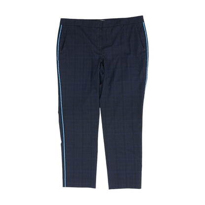 Navy Plaid Active Pants