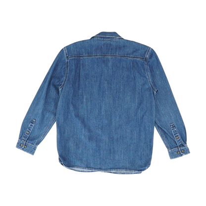 Blue Solid Long Sleeve Button Down