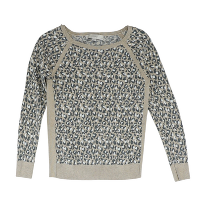 Beige Petite Animal Print Pullover Sweater