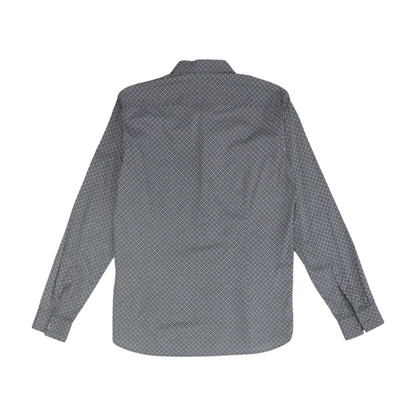 Navy Abstract Long Sleeve Button Down