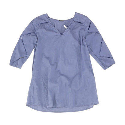 Blue Solid 3/4 Sleeve Blouse