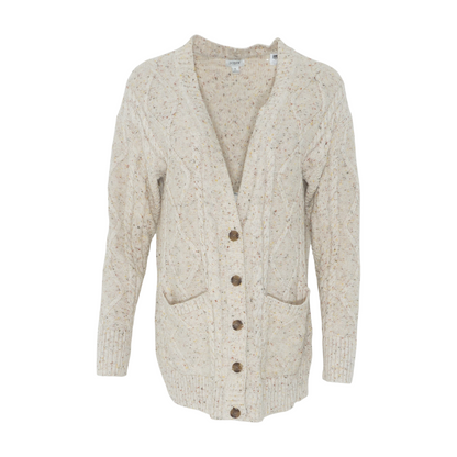 Beige Abstract Cardigan Sweater