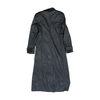 Black Solid Faux Leather Jacket