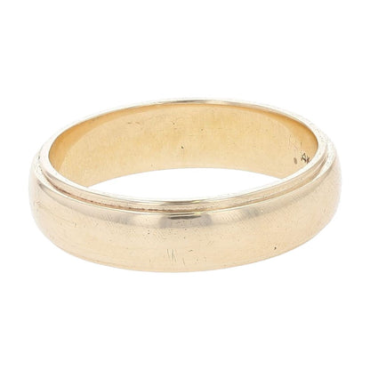 14K Gold Plain Band With Grooved Edges