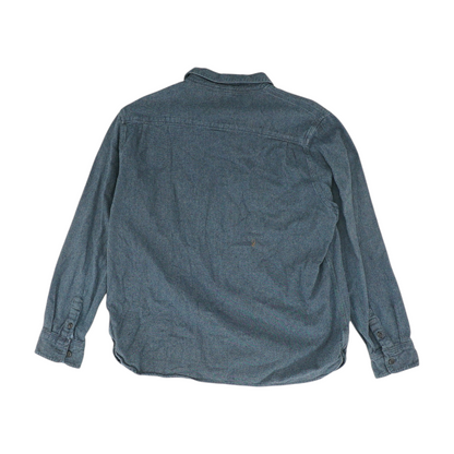 Blue Solid Flannel Button Down