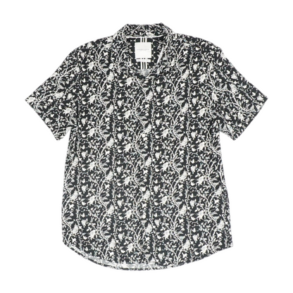 Black Floral Short Sleeve Button Down