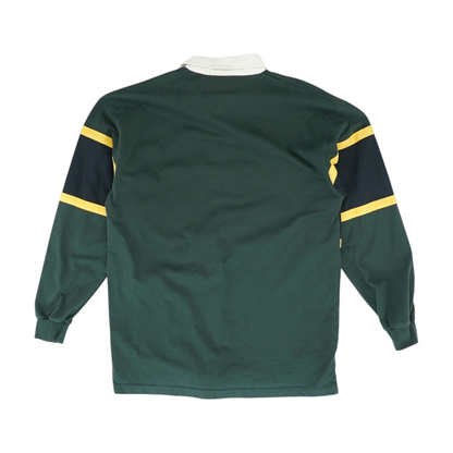 Green Color Block Long Sleeve Polo