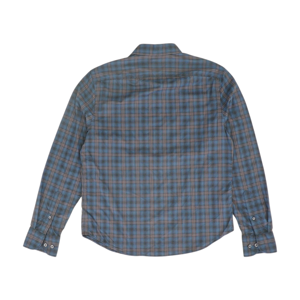 Navy Plaid Long Sleeve Button Down