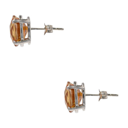 14K White Gold Oval Pink Mystic Fire Topaz Stud Earrings