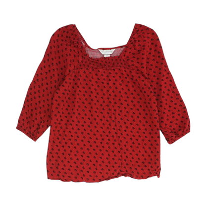 Red Petite Print Blouse
