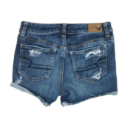 Blue Solid Denim Shorts