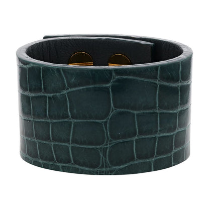 Green Exotic Leather Bangle Bracelet