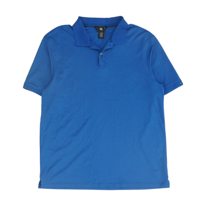 Blue Solid Short Sleeve Polo