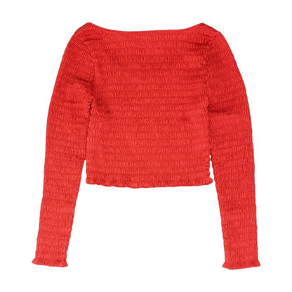 Red Solid Long Sleeve Blouse