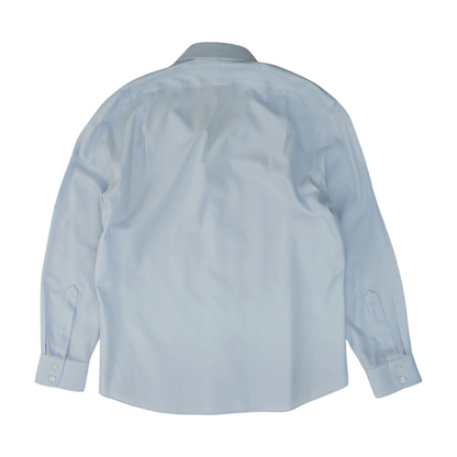 Blue Solid Long Sleeve Button Down