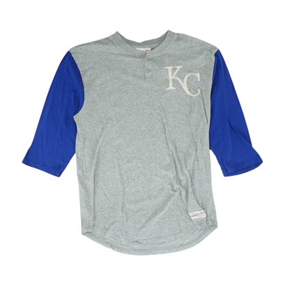Gray Color Block Henley T-Shirt