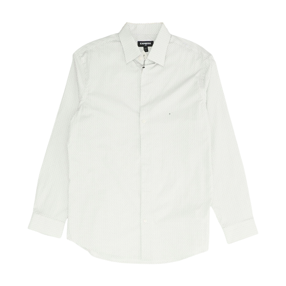 White Polka Dot Long Sleeve Button Down