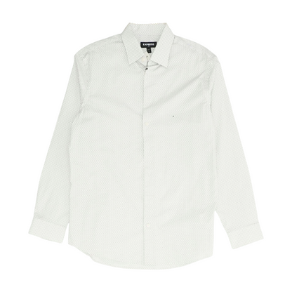 White Polka Dot Long Sleeve Button Down
