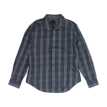 Navy Plaid Long Sleeve Button Down