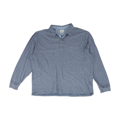 Blue Striped Long Sleeve Polo