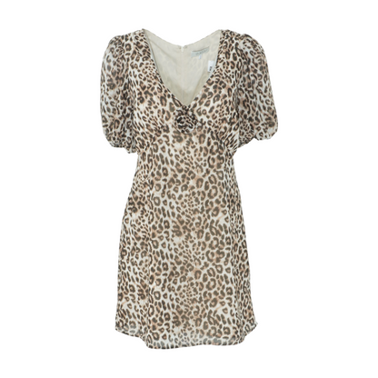 Beige Animal Print Mini Dress