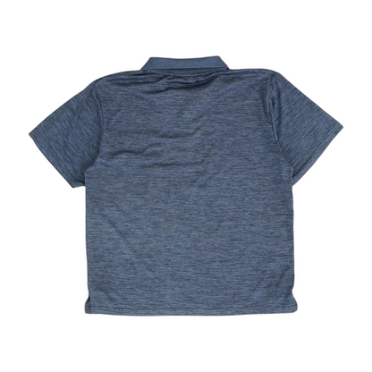 Vintage Blue Long Solid Short Sleeve Polo