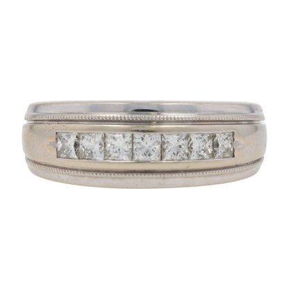 5/8 Ct 14K White Gold Seven Square Channel Set Diamond Wedding Band