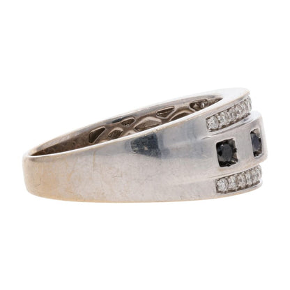 1/3 Ct 10K White Gold Black Stone And Diamond Band