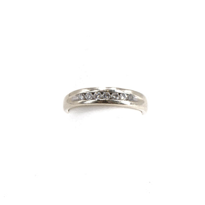 14K White Gold Channel Set Diamond Tapered Band