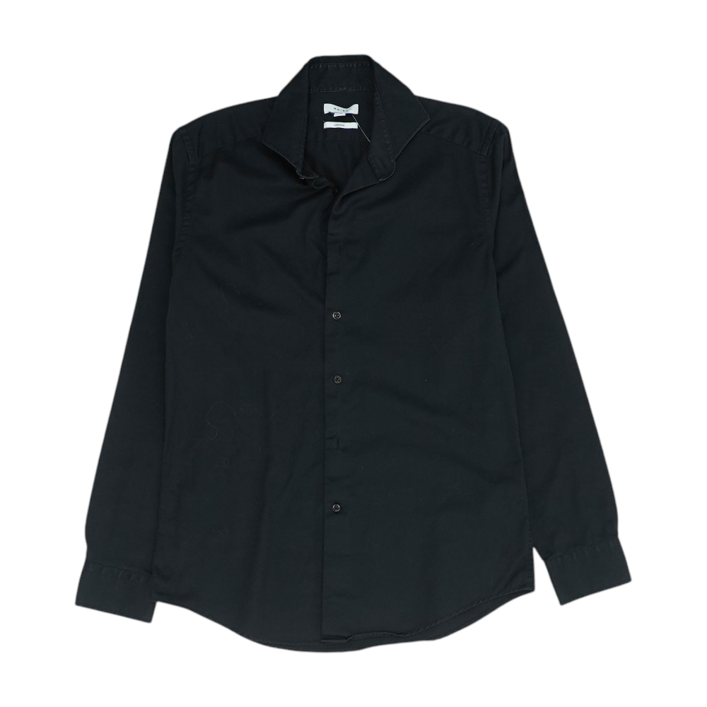 Black Solid Long Sleeve Button Down