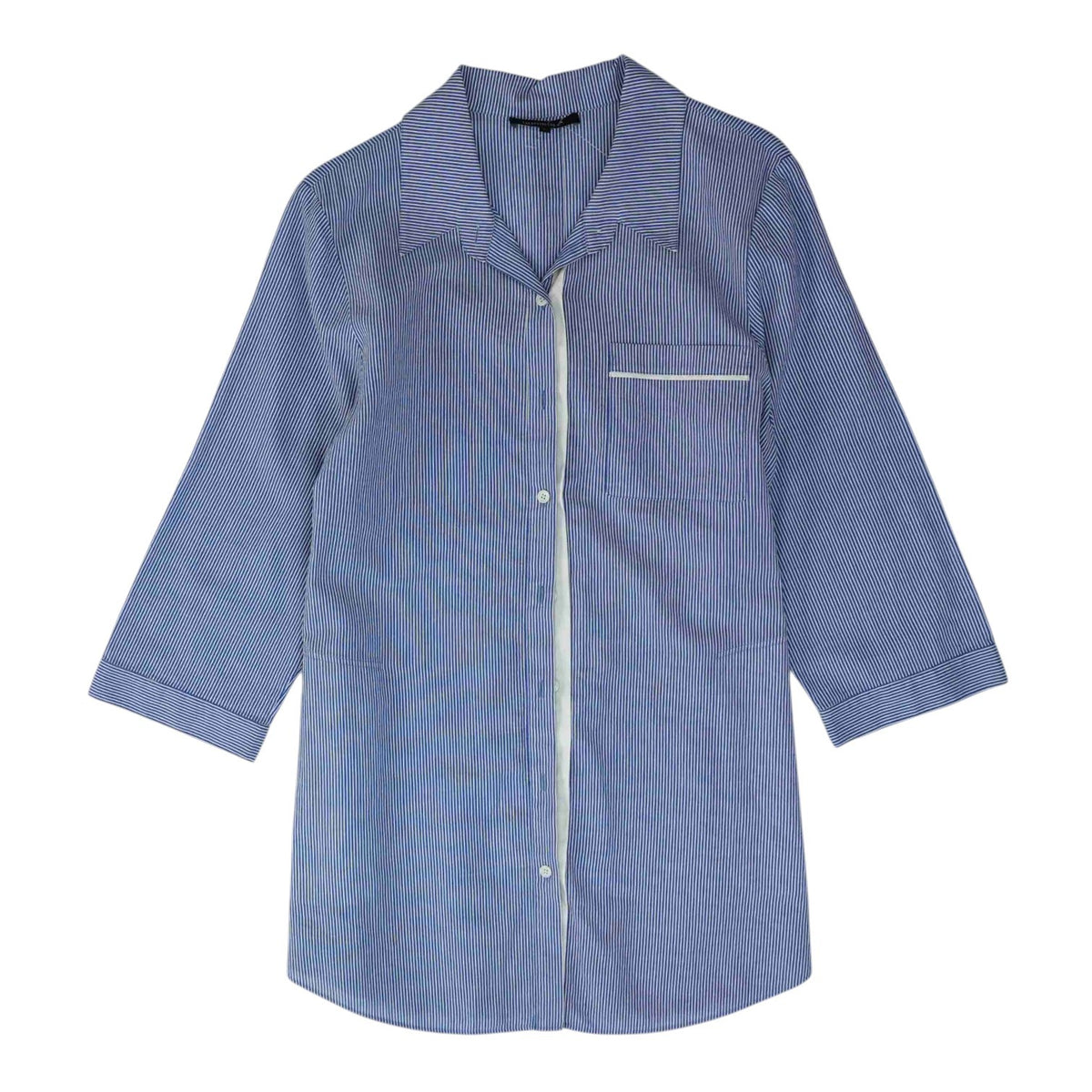 Lafayette 148 Blue Striped Button Down – Image 1