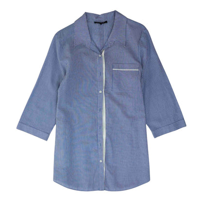 Lafayette 148 Blue Striped Button Down – Image 1