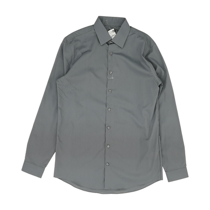 Gray Solid Long Sleeve Button Down