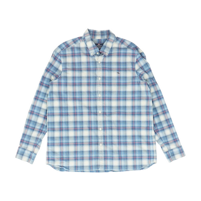 Blue Plaid Long Sleeve Button Down