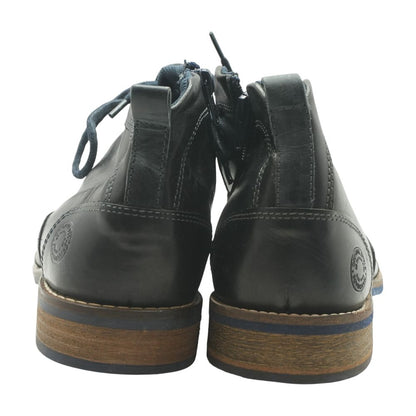 Navy Leather Lace Up Boots