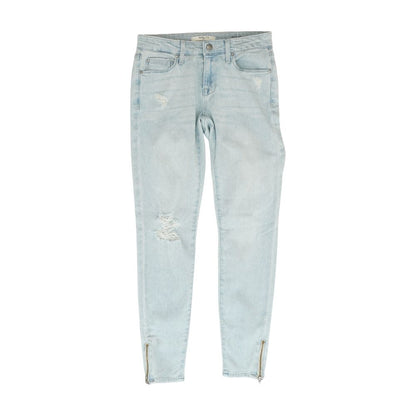 Blue Solid Low Rise Slim Leg Jeans