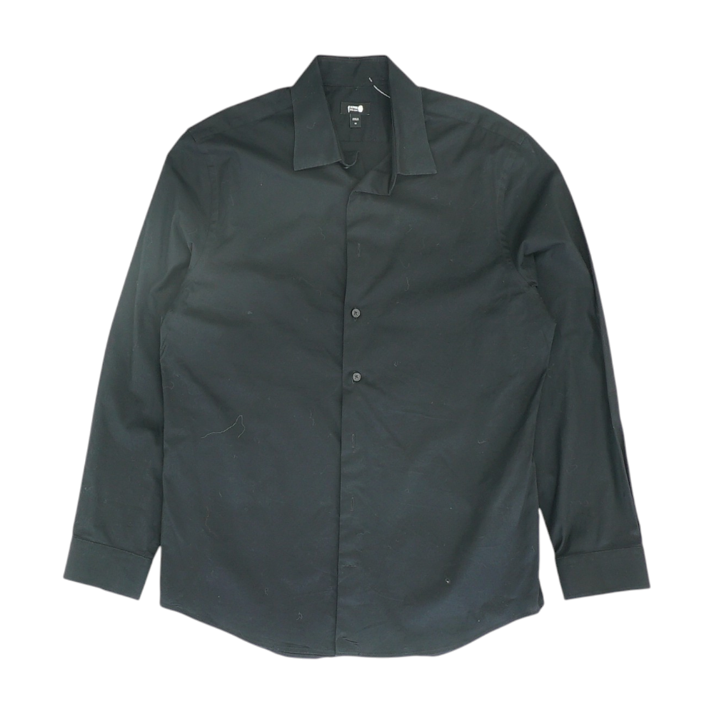 Black Solid Long Sleeve Button Down